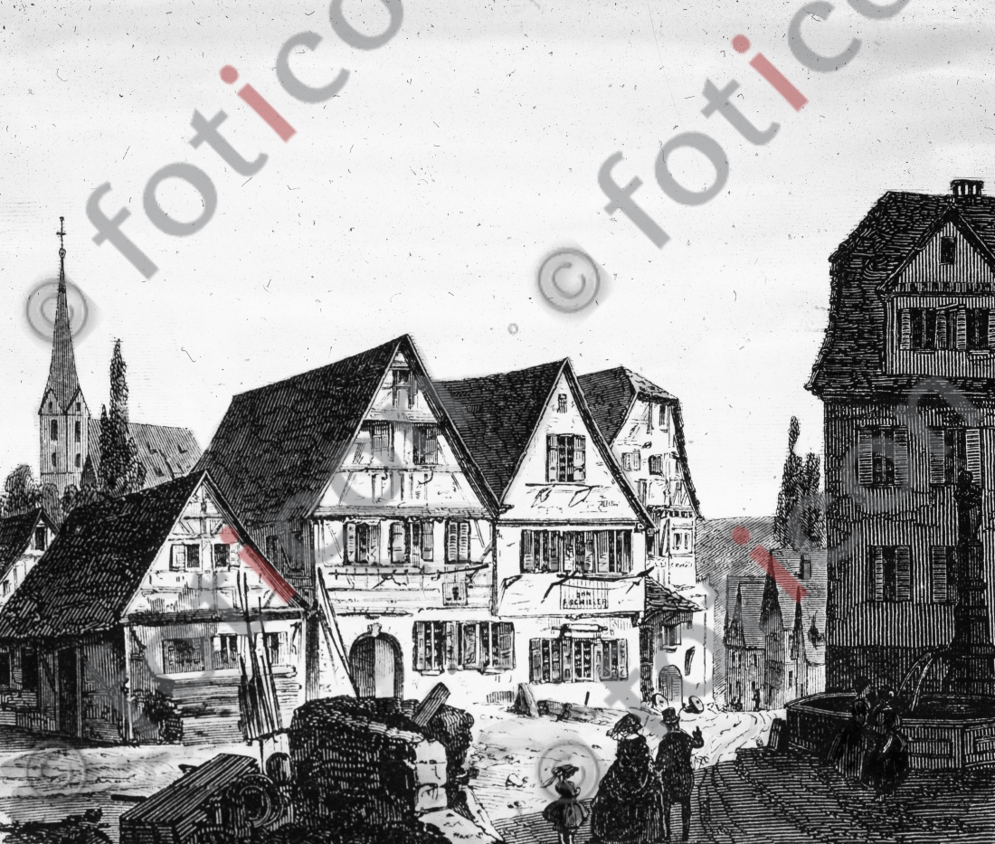Friedrich Schillers Geburtshaus in Marbach | Friedrich Schiller&#039;s birthplace in Marbach - Foto simon-156-017-sw.jpg | foticon.de - Bilddatenbank für Motive aus Geschichte und Kultur